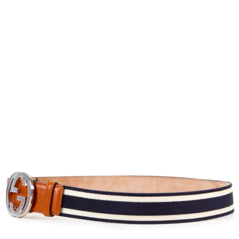 Gucci interlocking GG belt navy and white